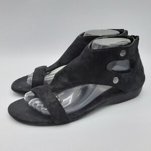 Corky's Amelia Black Faux Leather Gladiator Sandal.